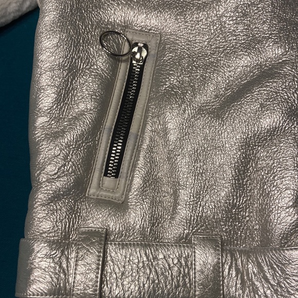 Nicole Benisti silver white leather fur jacket Large - Picture 4 of 5